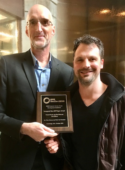 Paul van Oorschot and Toby Murray receive SecDev Best BP Paper Award